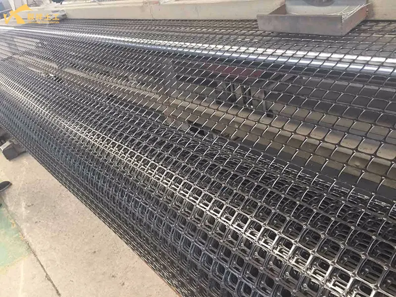 Bidirectional Plastic Geogrid Is Being Rolled Up