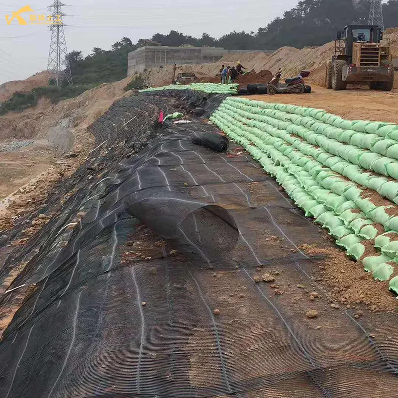 Uniaxial Plastic Geogrid Slope Protection Under Construction