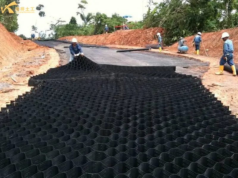 Geocell Roadbed Project Under Construction