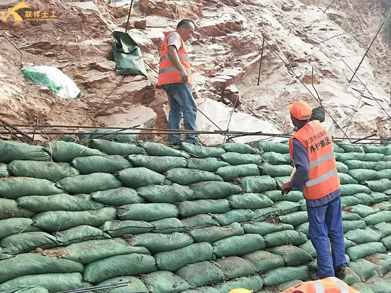 Stacking Geotextile Bag In Progress