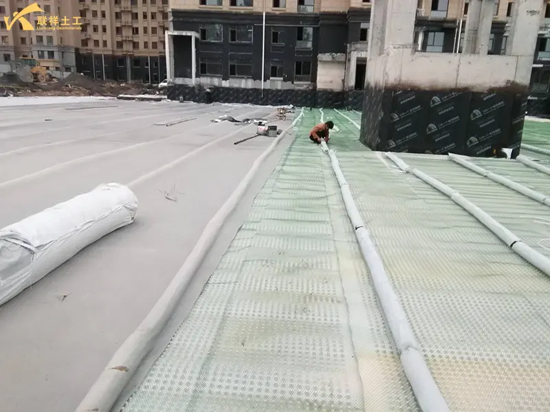 Garage Roof Greening Drainage System Under Construction