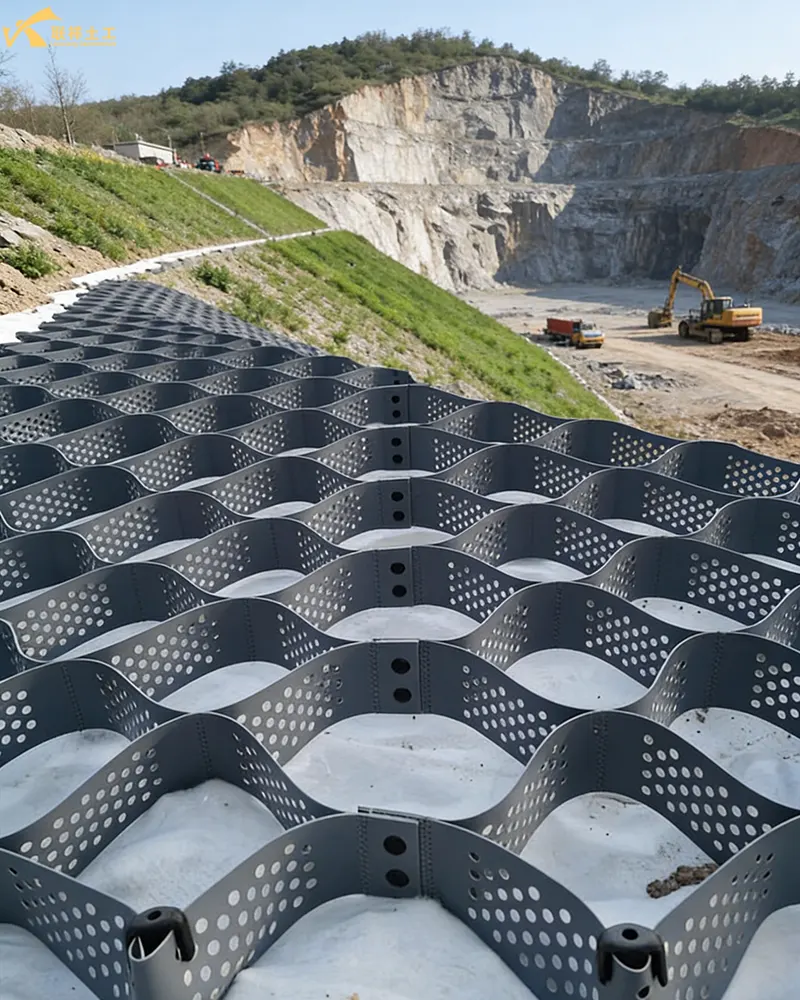 Hdpe Geocell Mine Remediation Project Under Construction