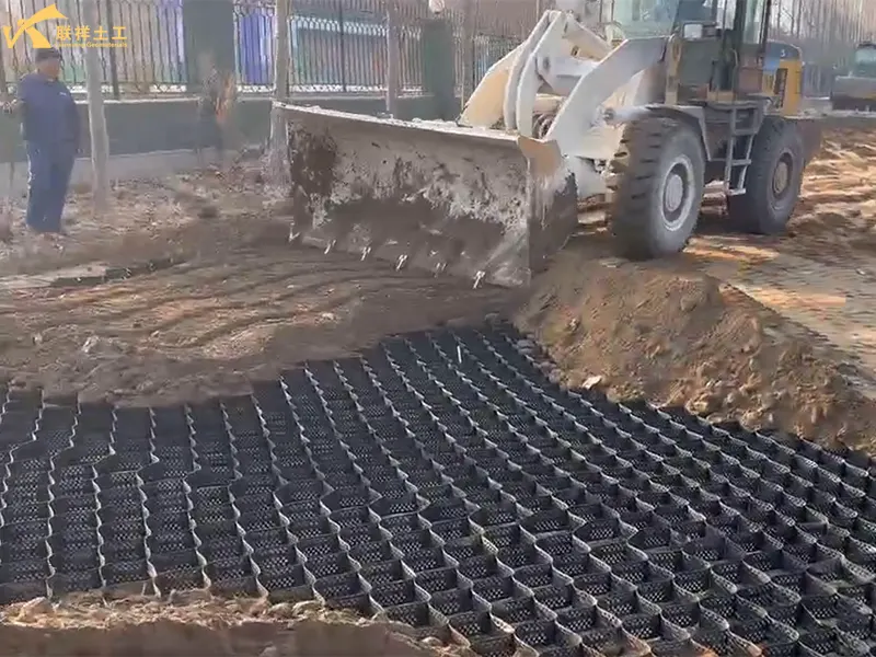 During the Construction of Geocell Subgrade Fill Material