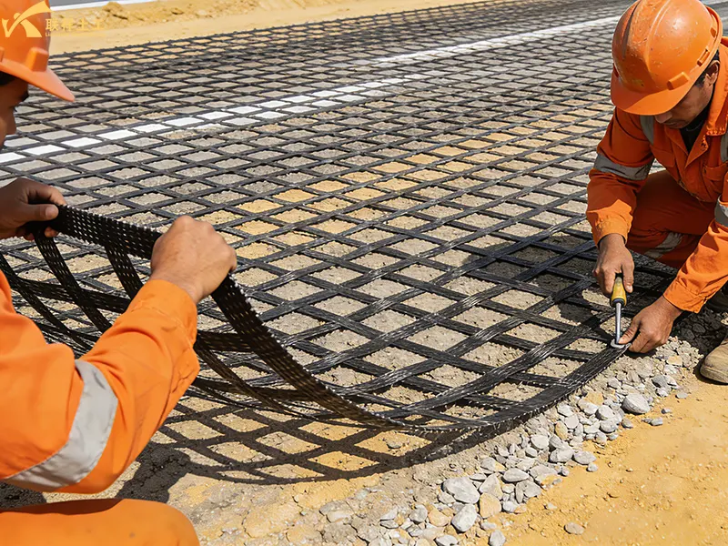 During the Anchoring Construction of Fiberglass Geogrid