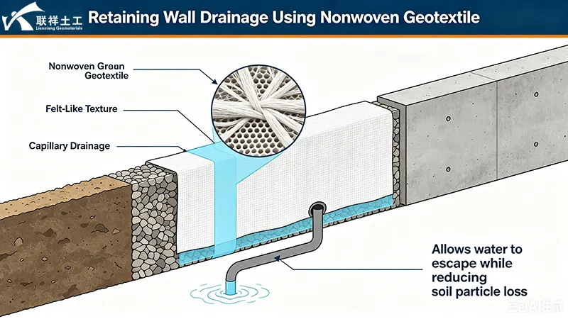 Nonwoven Geotextile for Retaining Wall Drainage