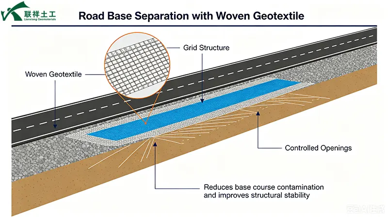 Woven Geotextile in Road Base Separation