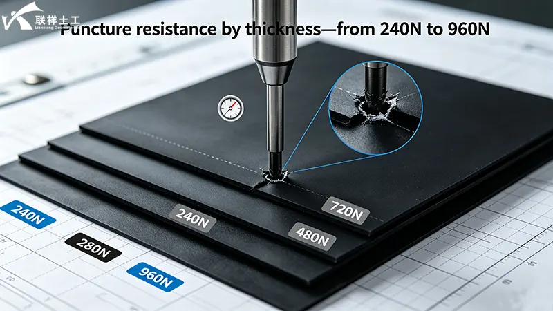 Puncture resistance by thickness Puncture resistance by thickness