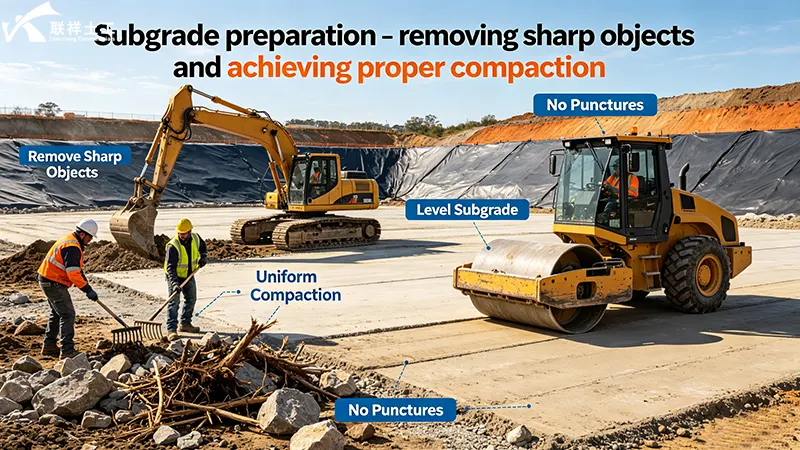 Subgrade preparation – removing sharp objects and achieving proper compaction Subgrade preparation – removing sharp objects and achieving proper compaction