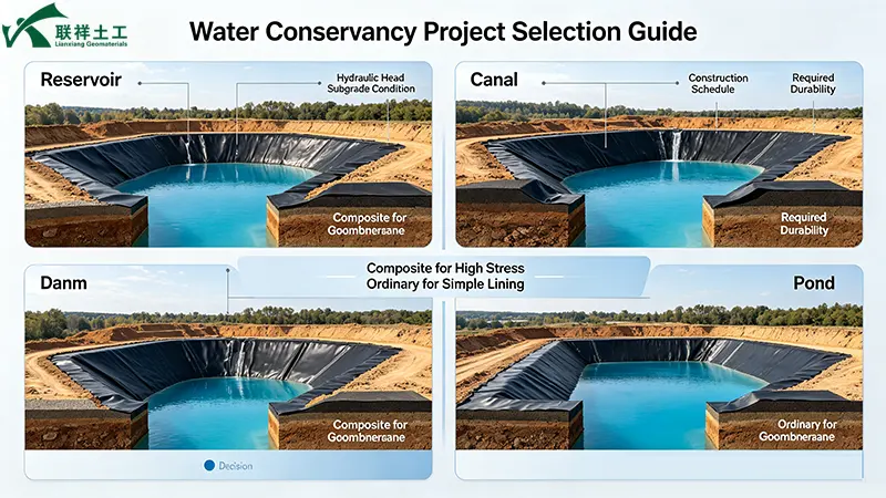 Water conservancy project applications – composite vs ordinary geomembrane selection guide